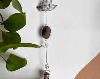 Lotus smokey quartz & real wild sage sun catcher