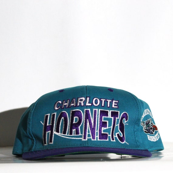 Vintage 90s Charlotte Hornets Snapback Hat Gem
