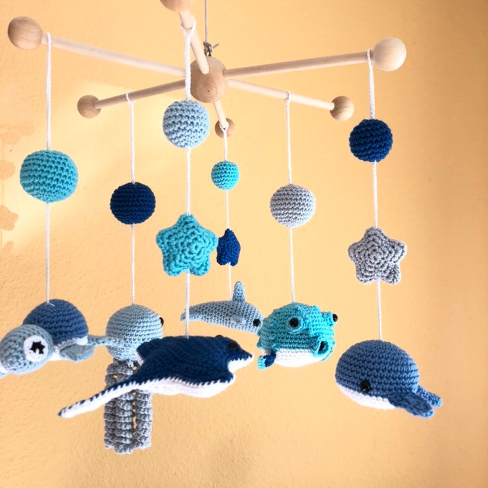 Großes Meerestiere Mobile Babymobile Wal Qualle Delfin Etsy