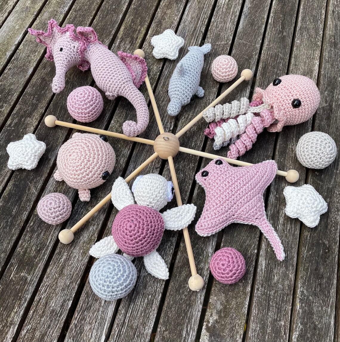 Großes Meerestiere Mobile Babymobile Wal Qualle Delfin Etsy