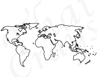 World Map Outline Etsy