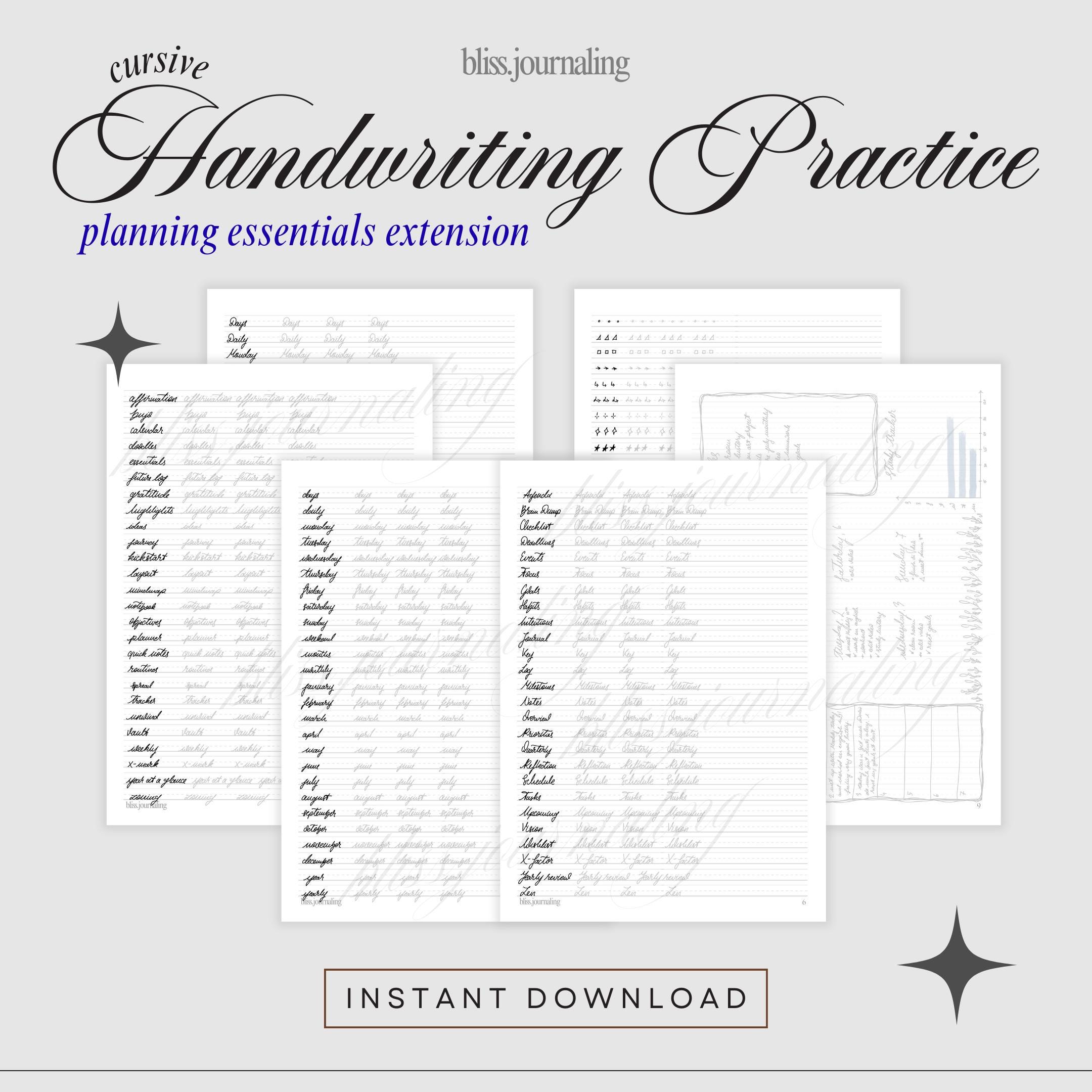Handwriting Practice Sheets for Cursive Handwriting – Planning ...