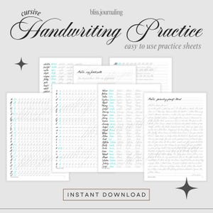 Handwriting Practice Sheets for Cursive Handwriting