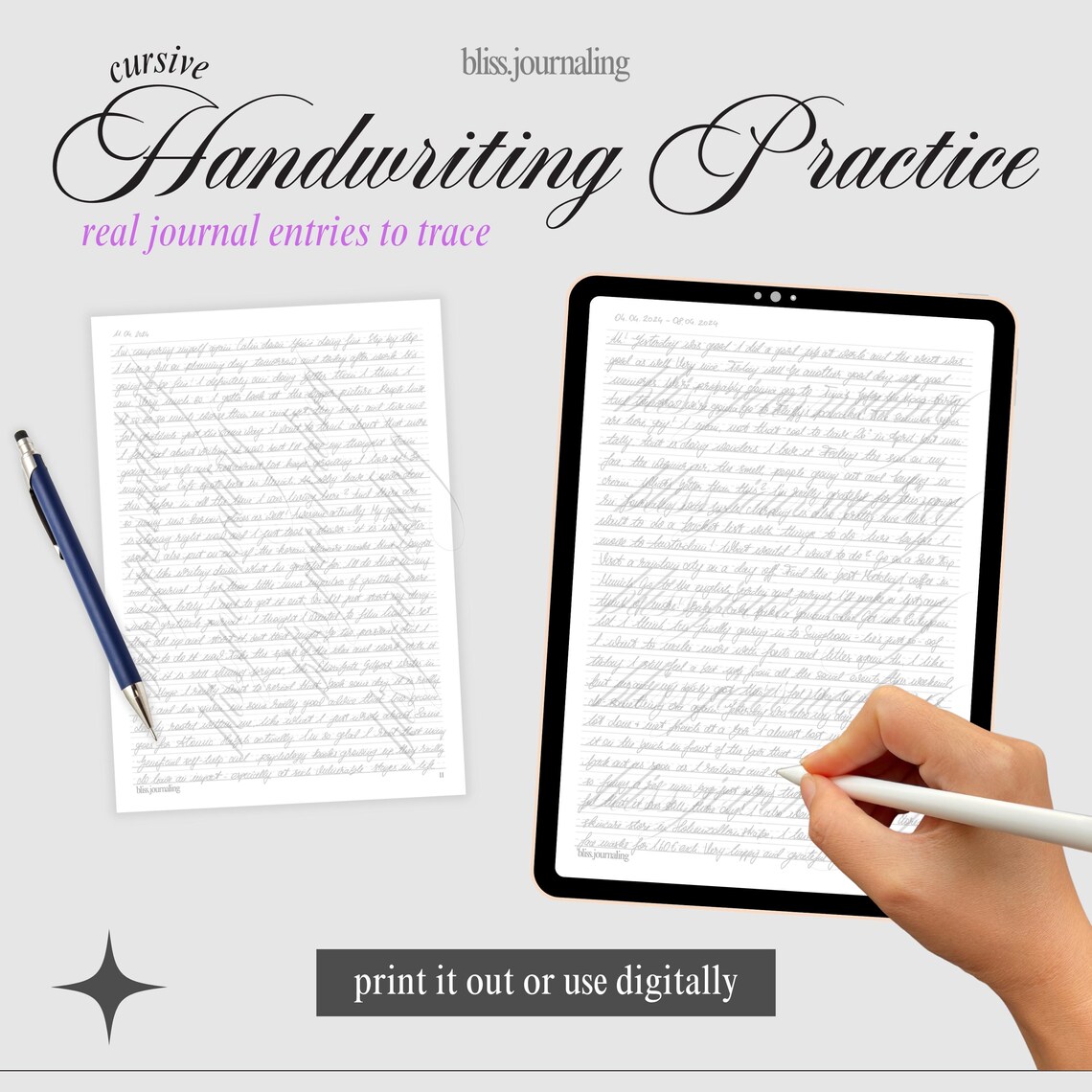 Handwriting Practice Sheets for Cursive Handwriting – Real Journal ...