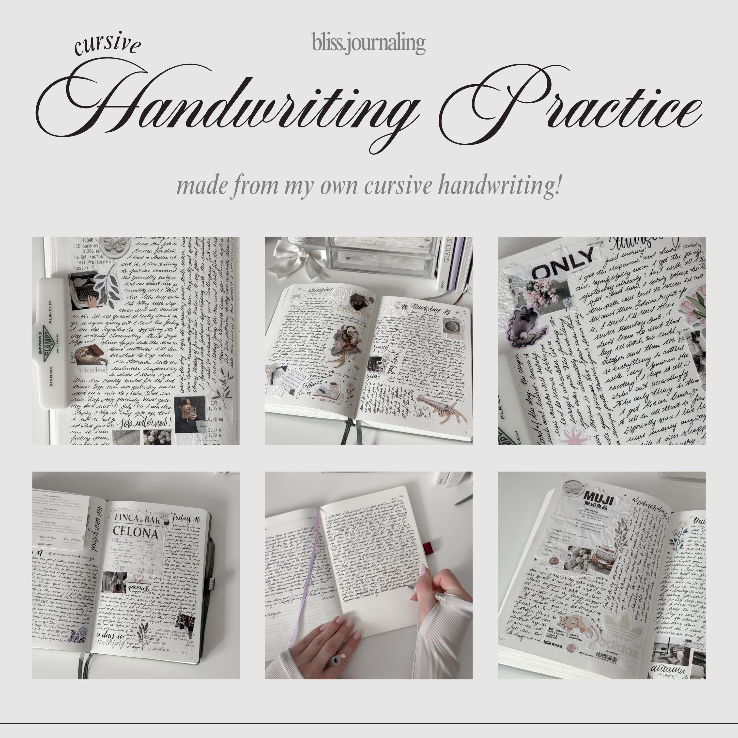Handwriting Practice Sheets for Cursive Handwriting - Etsy