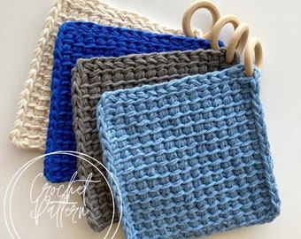 Tunisian Simple Stitch Pot Holder | Crochet Pattern | 2 Sizes | Made By KayleeKnots | Kitchen Hot Pads | Beginner Tunisian Pattern | Easy