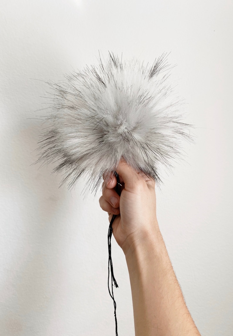 LUXURY 6 7 Silver Pearl Faux Fur Pom Pom Cute Hat Topper Extra Big Poof For Beanie Handmade By Kaylee Knots Silky Long Fur