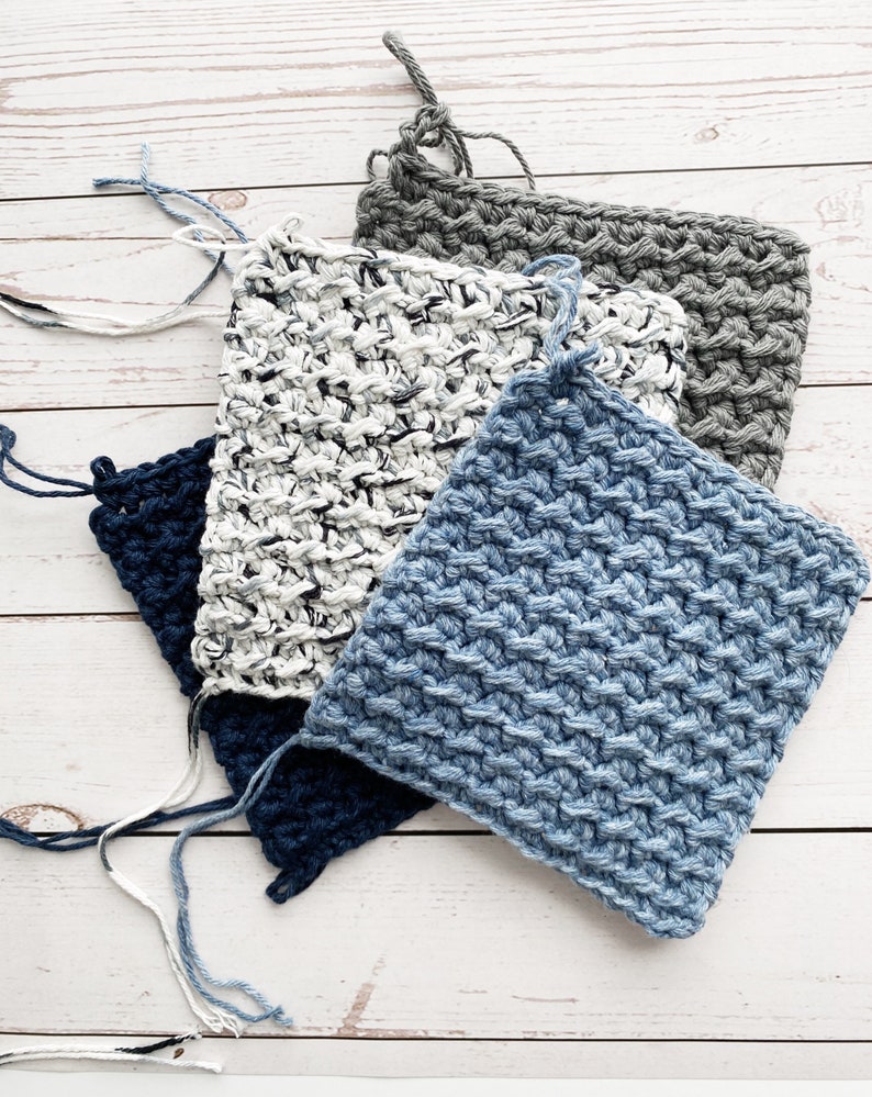 Even Moss Stitch Pot Holder Crochet Pattern 2 Sizes Made By Kaylee Knots Easy Kitchen Hot Pad Crochet Pattern Beginner Friendly image 4