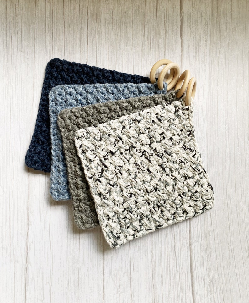 Even Moss Stitch Pot Holder Crochet Pattern 2 Sizes Made By Kaylee Knots Easy Kitchen Hot Pad Crochet Pattern Beginner Friendly image 2