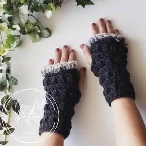 Evie Fingerless Glove Pattern | Cute Crochet Pattern | Designed By Kaylee Knots | Warm Winter Accessory | Modern Style Mittens With Faux Fur