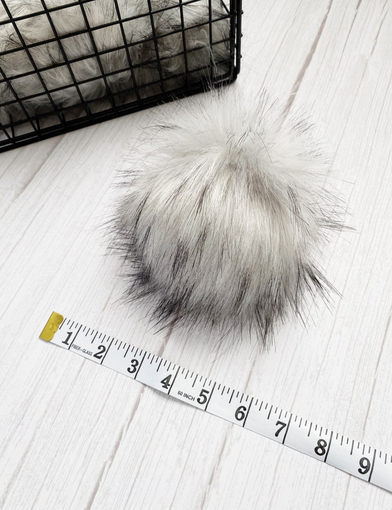 LUXURY 6 7 Silver Pearl Faux Fur Pom Pom Cute Hat Topper Extra Big Poof For Beanie Handmade By Kaylee Knots Silky Long Fur