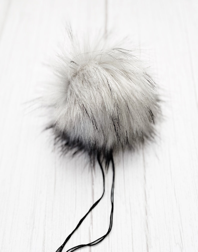 LUXURY 6 7 Silver Pearl Faux Fur Pom Pom Cute Hat Topper Extra Big Poof For Beanie Handmade By Kaylee Knots Silky Long Fur