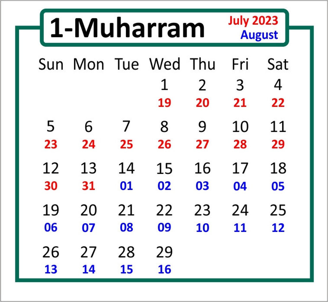 Islamic Hijri Wall Calendar 1445 AH With Colour Coded Gregorian Dates islamic-hijri-wall-calendar-1445-ah-with-colour-coded-gregorian-dates