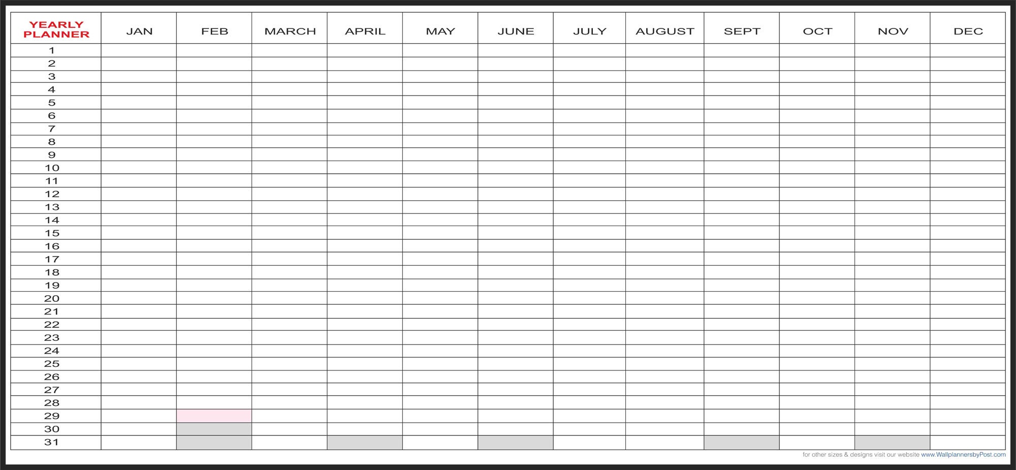 Undated Dry Wipe Laminated Yearly Wall Planners Ideal Office Planner