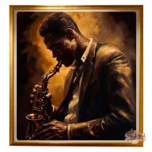 Harlem Renaissance Jazz Painting I Black Musician Saxophone I Vintage Oil Painting I African American Music Art I Black Art I Gift for Him