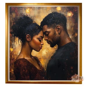 Black Love Painting I Black Couple Oil Painting I Romantic African American Art I Luxury Wall Décor I Digital Download I Gift for Couples