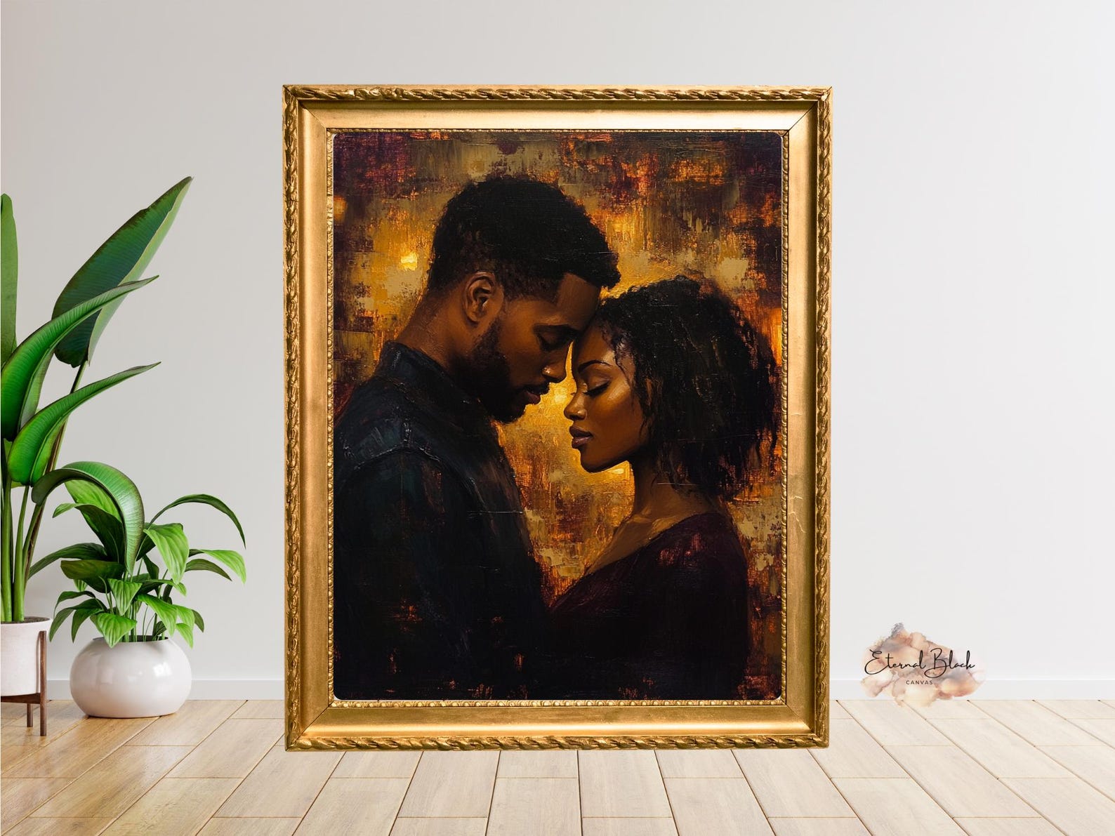 Romantic Black Couple Oil Painting: Eternal Love Art (digital Download ...