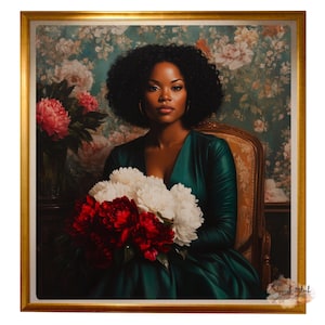 Black Woman Beauty I Luxury Wall Decor I Unique Gift I Gift For Her I Vintage Oil Painting | Printable Art | Black Woman Art I Digital Art
