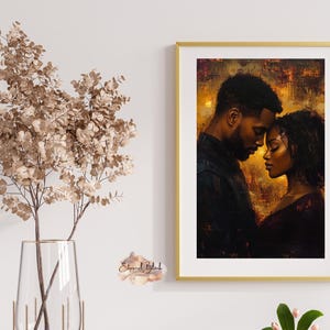 Romantic Black Couple Oil Painting: Eternal Love Art (digital Download ...