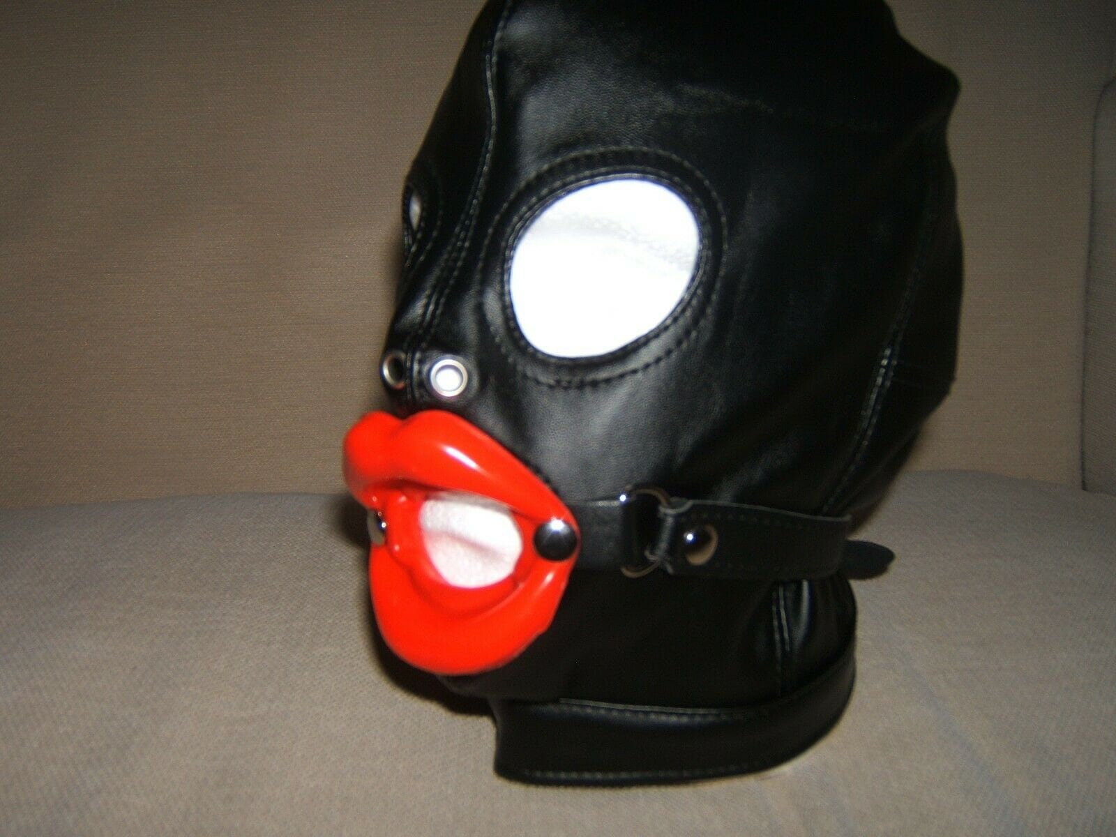 Gimp mask O ring mouth gag sissy lips with leather strap. 3 Etsy