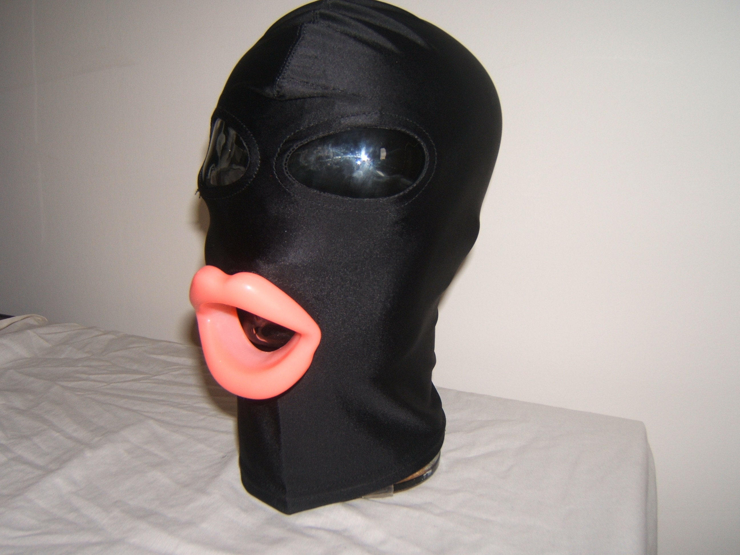 Spandex Gimp mask O ring mouth gag sissy lips. 3 colous will Etsy