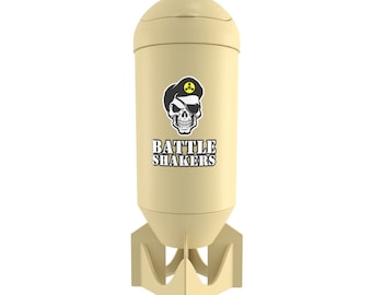 Battle Shaker Bomb - 20 Oz Shaker Bottle - Protein Shaker - Leak-Proof w/ Storage Compartment-BPA Free Dishwasher Safe.  Desert Sand Color.