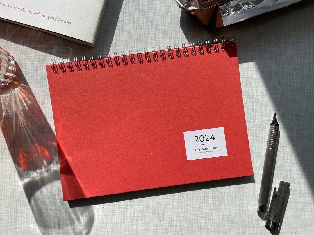 Desk Calendar 2024 Made From Recycled Paper Red Etsy