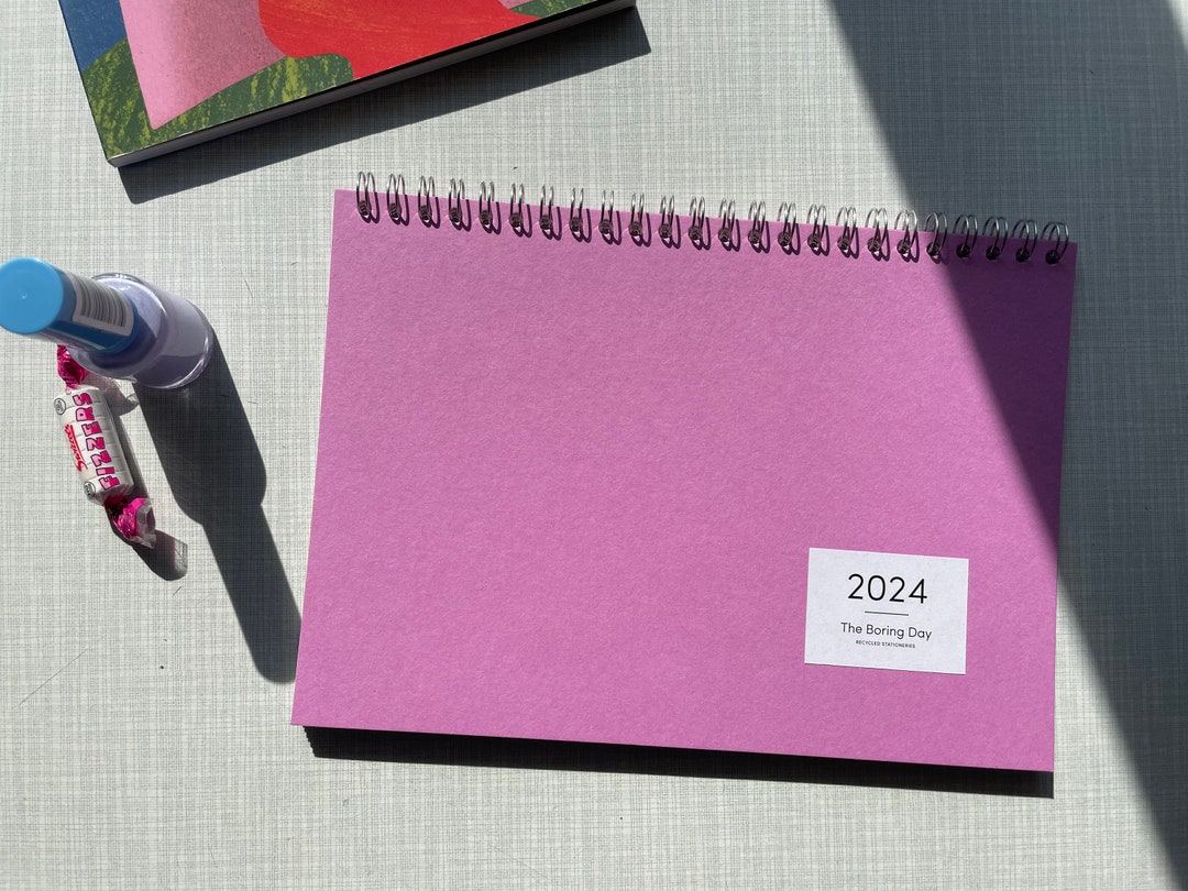 desk-calendar-2024-made-from-recycled-paper-pink-etsy