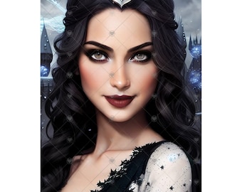 Gothic Wall Art Witchy Gothic Woman Digital AI Generated Art Wall Art Digital Download Goddess Gothic Home Decor Art Celestial Goddess