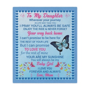 To My Daughter From Mom Blue Minky Blanket 50x60