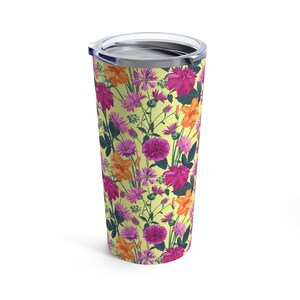 Geel met paarse en oranje bloemen Tumbler 20oz