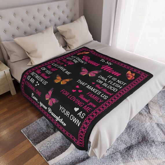 To Bonus Mom From Daughter Minky Blanket 50x60 Etsy
