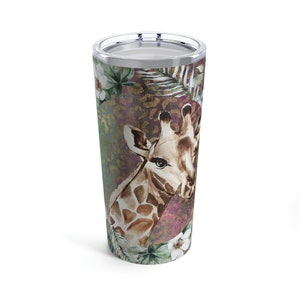Giraffe With Floral Wreath Tumbler 20oz