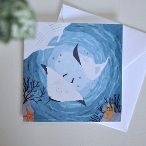 Manta ray - Magical silver foil greeting card