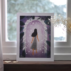 Jardim mágico l Impressão artística US Carta tamanho l 8,5 x 11 l Arte mágica, Crianças, Mulheres, Irmãs, Sagrado feminino