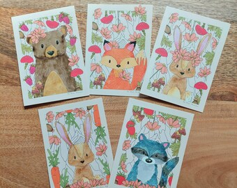 Woodland series postcards for kids