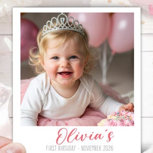 Recuerdo con foto para primer cumpleaños: imán personalizado, recuerdos para fiesta de primer cumpleaños, imanes con foto, recuerdo para niña