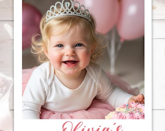 First Birthday Photo Magnet Favor – Custom Photo Magnet, 1st Birthday Party Favors, Picture Magnets, Baby Girl Souvenir