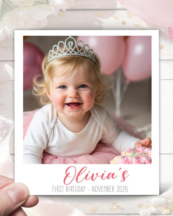 First Birthday Photo Magnet Favor – Custom Photo Magnet, 1st Birthday Party Favors, Picture Magnets, Baby Girl Souvenir