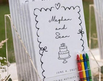 Personalized Wedding Activity Book – Whimsical Doodle Style, Kids Reception Favor - Kids Wedding Coloring Book, Hand Drawn Wedding Favor