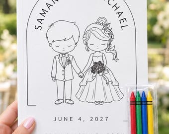 Wedding Coloring Activity Book, Wedding Table Favor, Reception Activity Book, Minimalist Wedding Guest Favor, Couple Coloring Book