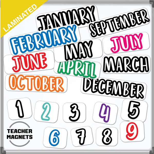 Teacher Magnets for classroom Organization | TeachingTools | Calendar Months and Days Magnets for Magnetic Whiteboard | Classroom Decor |