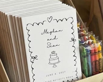 Wedding Coloring Activity Book, Whimsical Hand Drawn Coloring Book, Wedding Table Favor, Reception Activity, Minimalist Wedding