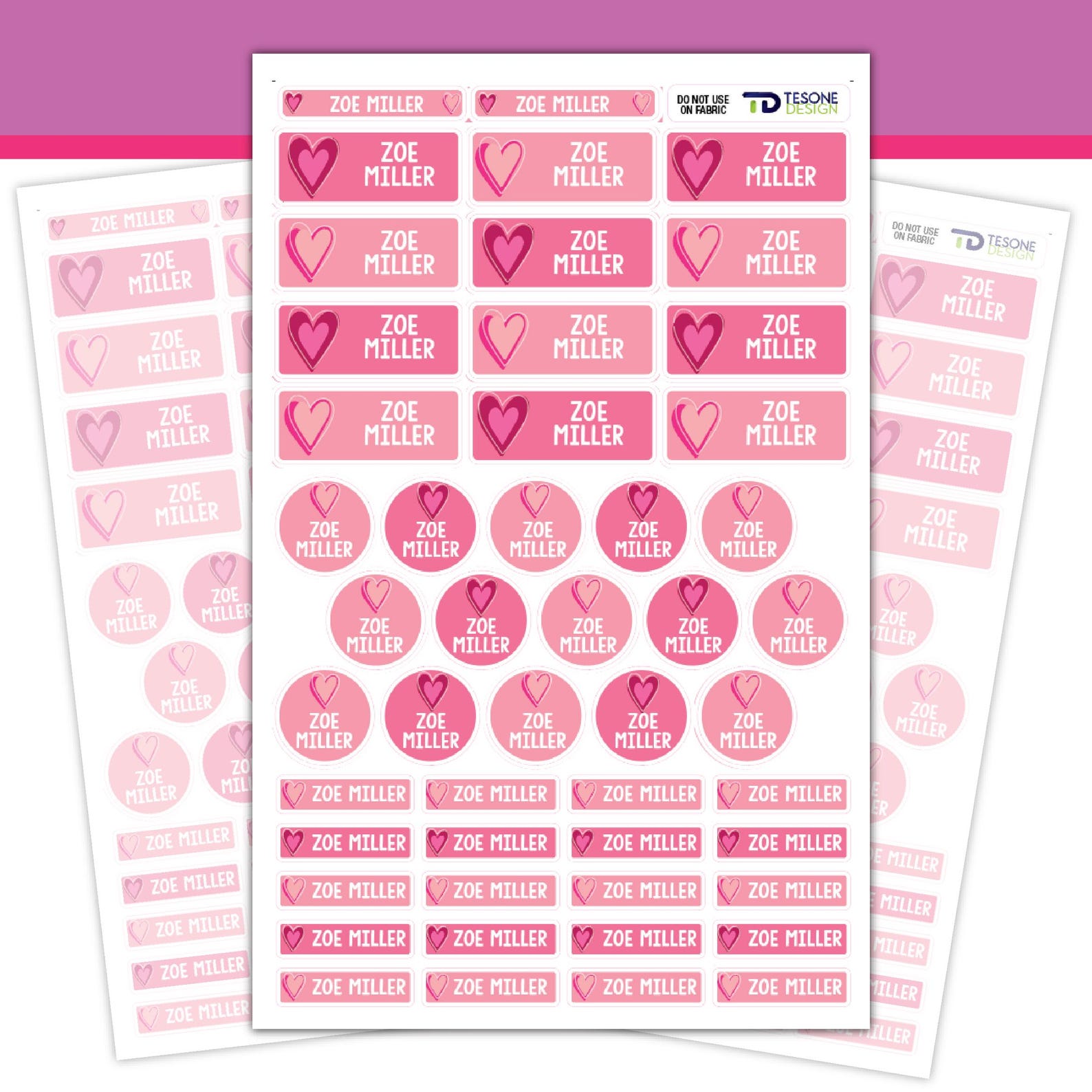 Heart Labels Custom Personalized Heart Name Labels: Waterproof Daycare School Stickers - Etsy