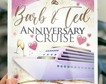 Personalized Cruise Door Magnet -Wedding Anniversary Cruise Door Sign - Couple Honeymoon Cruise Door Magnet - Pink Cruise Door Decor Magnet