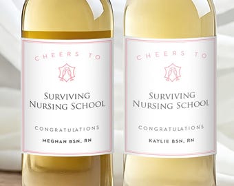 Wine Label for Nurse Graduation Gifts -  Nursing Degree Wine Label - Champagne Labels for Nursing Graduations