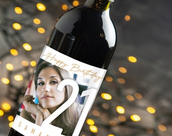 Custom Wine Label for 21st Birthday Party Favor Gift , Personalized Champagne Sticker with photo -Happy  Finally Legal