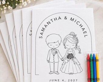 Wedding Coloring Activity Book For Kids, Wedding Table Favor, Reception Activity Book, Minimalist Wedding Guest Favor, Couple Coloring Book