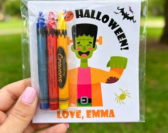 Halloween Coloring Pack for Kids, Halloween Party Favor, Coloring Cards with Crayons, Trick or Treat Favor, Non Candy Halloween Gift