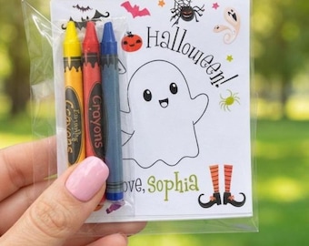 Personalized Halloween Treat Bag Favor for Kids, Non Candy Halloween Gift, Trick or Treat Activity, Coloring Cards  Classroom Party Favor